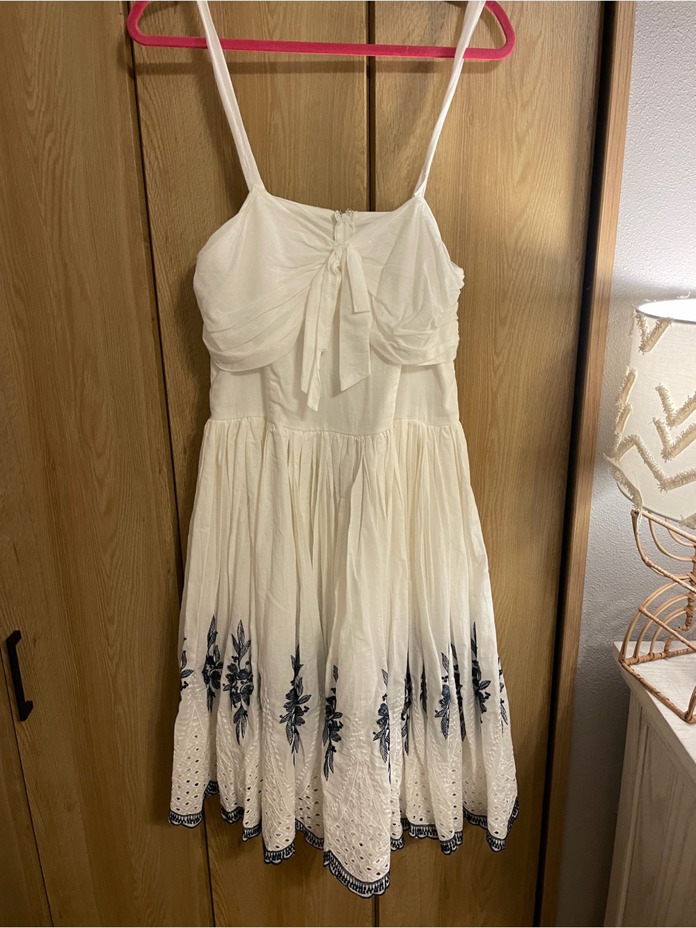 NWT unique vintage White Spaghetti Strap Embroidered Sundress